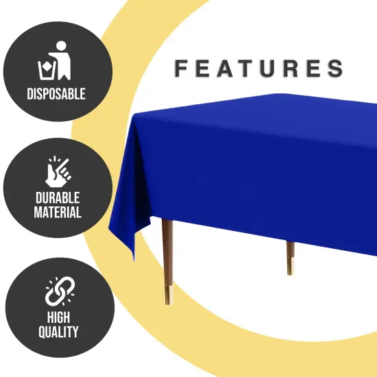 Exquisite 12-Pack Premium Plastic Tablecloth 54in. x 108in. Rectangle Plastic Table Cover Dark Blue {2}