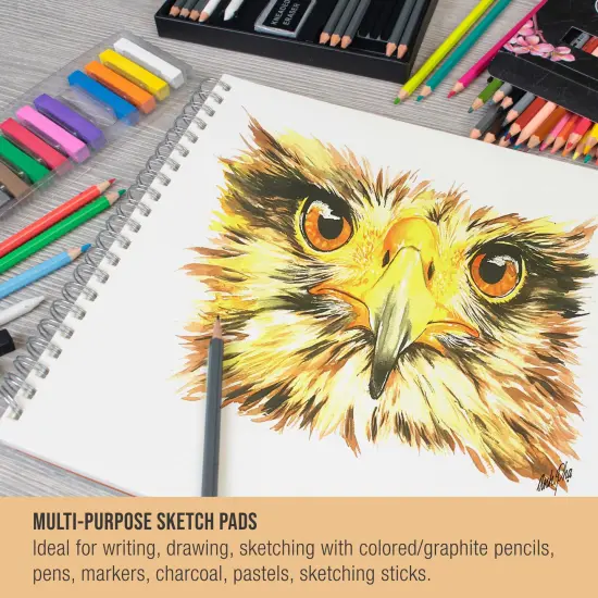 9"x12" Top Spiral Bound Sketch Book, 2 Pack, 100 Sheets Each, 60lb (100gsm), Acid-Free, Artist Sketchbook, Drawing Pad for Adults & Students {5}