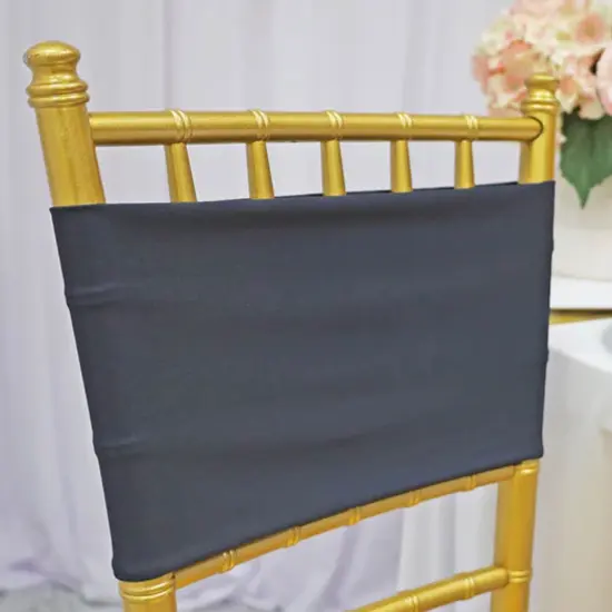 10 Pieces Durable Pewter or Charcoal Spandex Chair Bands for Banquet Chairs 7 x 13 Inches {4}