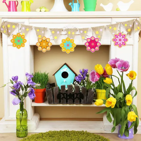 Wooden Flower Ornaments to Paint Easter Spring Decoration Cutouts Unfinished 24PCS 3.5 x 3 inches, DIY Blank Unfinished Christmas Tree Wood Discs Ornament for Home Crafts Hanging {5}