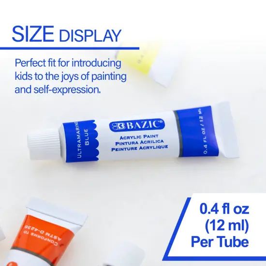 BAZIC Acrylic Paint 8 Color 0.4 FL OZ (12 mL) {2}