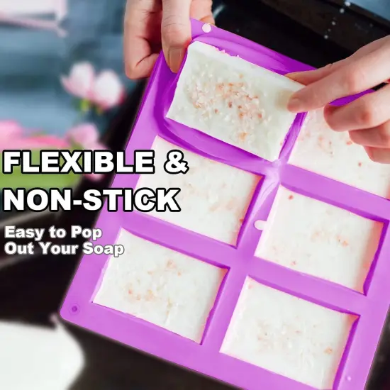 4 Pack Silicone Soap Molds, 6 Cavities Rectangle Silicone Soap Mold, Great for Homemade Craft Soap Bar Mold, DIY {3}