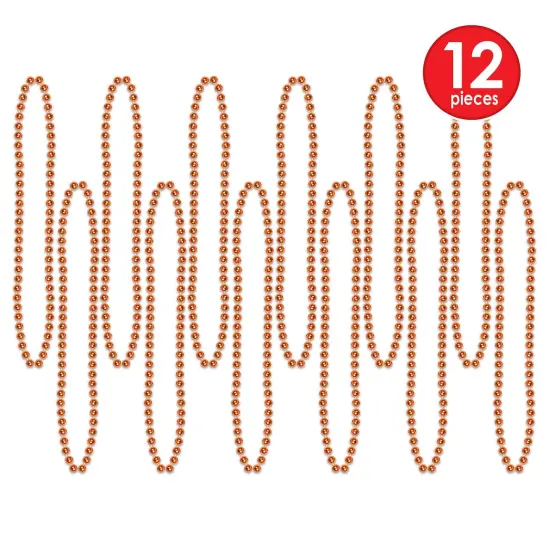 144 Pack Bulk Party Bead Necklaces - Small Round orange {4}