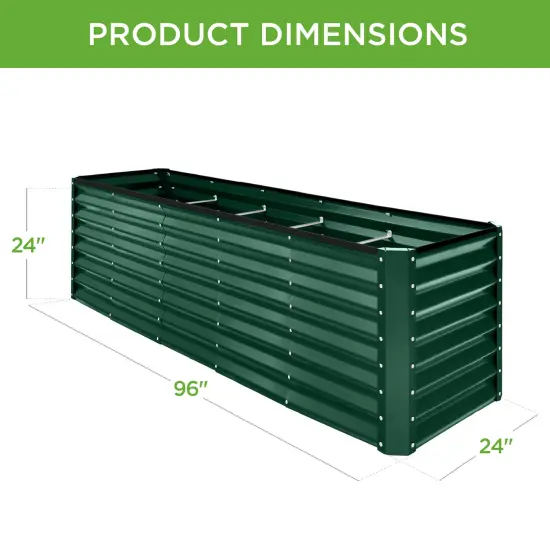 Best Choice Products 8x2x2ft Raised Metal Outdoor Garden Bed, Planter Box for Flowers, Vegetables, Herbs Dark Green {2}