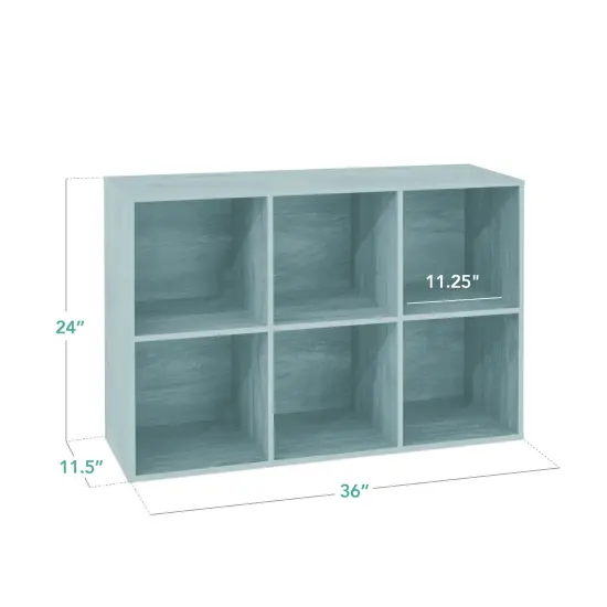 Best Choice Products 6-Cube Bookshelf, 11in Display Storage System, Organizer w/ Removable Back Panels Light Blue {2}