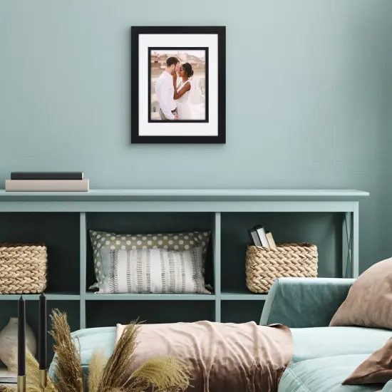 Americanflat 11x14 Picture Frame with Decorative Inner Mat Accent - Use as 8x10 with Mat or 11x14 without the Mat - Statement Frame with Shatter-Resistant Glass {11}