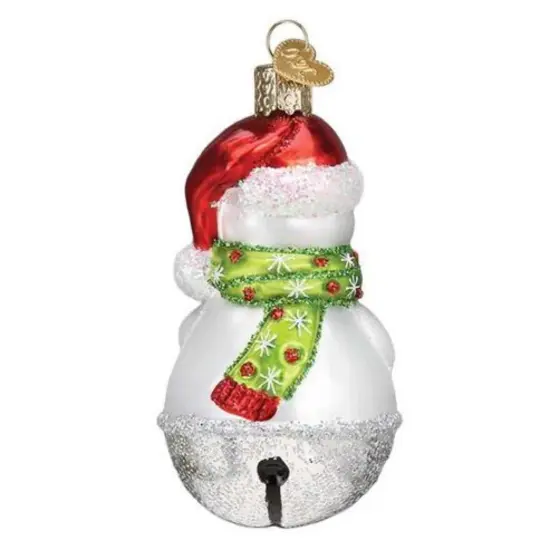 Old World Christmas 3.5 Inch Jingle Bell Snowman Christmas Tree Ornament , Ornament Mittens Scarf White {2}