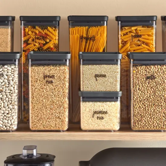 Talented Kitchen 375 Clear Pantry Labels for Containers - Preprinted Black Script Kitchen Stickers for Organizing Food Containers, Jars, Storage Canisters, and Bins (Water Resistant) {2}