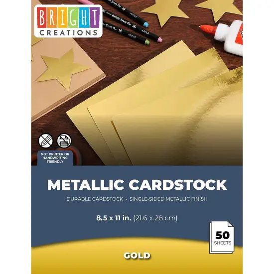 Metallic Cardboard Sheets in Gold Foil for Arts & Crafts Supplies (Letter Size, 50-Pack) {2}