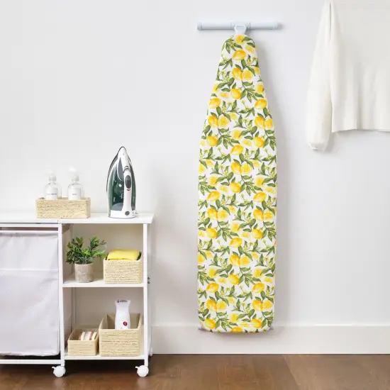 Ironing Board Cover and Pad 15x54 Standard Size Ironing Board Cover with Elastic Edge for Snug and Secure Fit, Thick and Durable Material (Yellow and Green Lemon Print Design) {2}