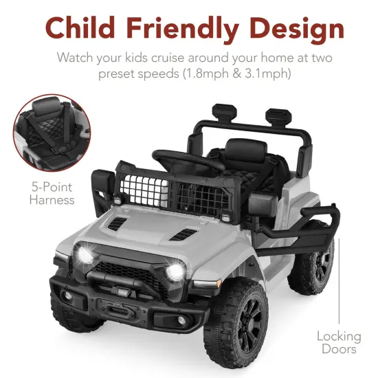 Best Choice Products 6V Kids Ride-On Truck Car w/ Parent Remote Control, 4-Wheel Suspension, LED Lights Light Gray {5}