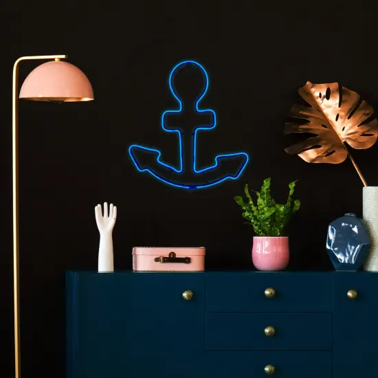Northlight LED Anchor Neon Lighted Wall Art- 17" Blue {4}