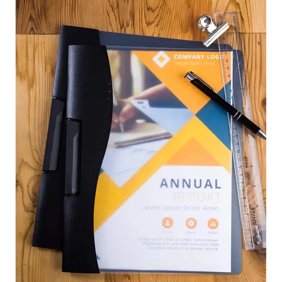 10 Pack Clear Report Covers with Sliding Bar and Swing Clip for Letter Size Documents, Presentation, Resume (Black, 9 x 11 Inches) {2}