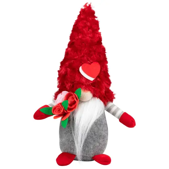 Northlight Fuzzy Hat Valentine's Day Gnomes - 11.5" - Red and Gray - Set of 2 {6}