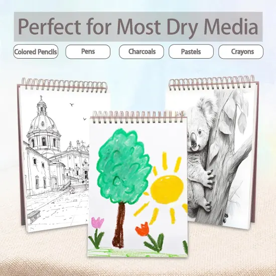 9" x 12" Sketch Book, Top Spiral Bound Sketch Pad, 100 Sheets 68lb/100gsm Drawing Paper, 1 Pack {5}