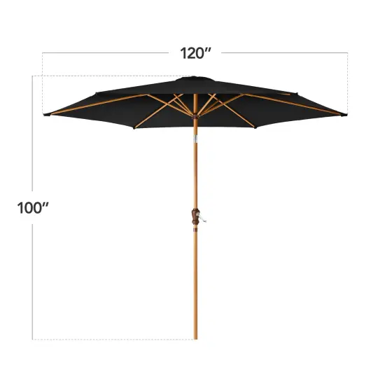 Best Choice Products 10ft Outdoor Woodgrain Pattern Steel Market Patio Umbrella w/ Crank, Tilt Black {2}