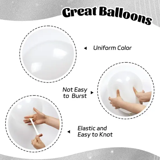 60pcs White and Silver Balloons 12inch {3}