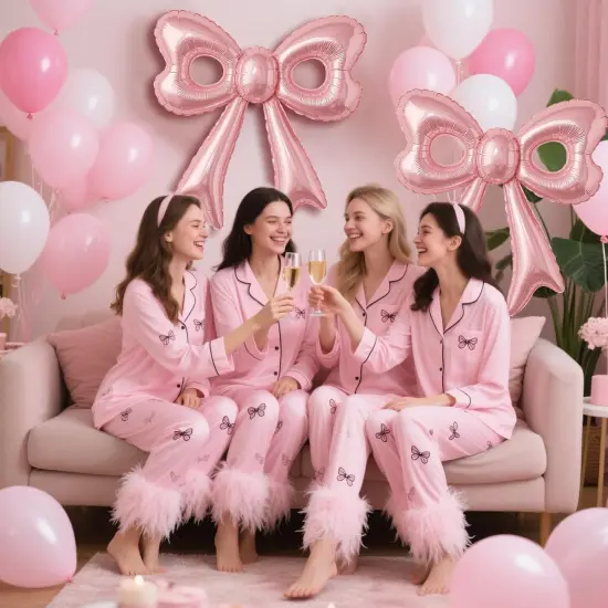 4 Pcs Pink Bow Balloons (Pink Bow) {4}