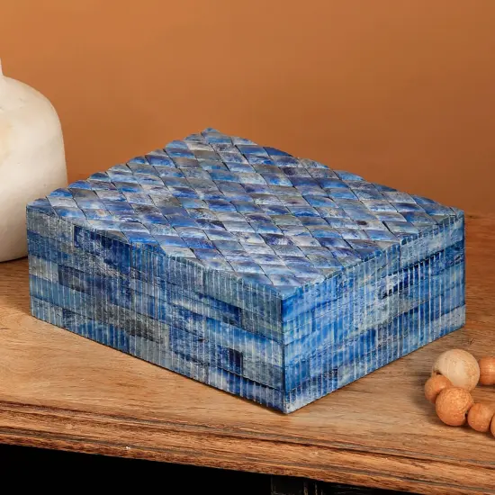 Carved Bone Box - Blue {4}