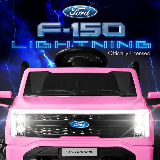 Best Choice Products Kids 12V Ride On Car Officially Licensed Ford Lightning Truck w/ Remote, LED Lights Pink {3}