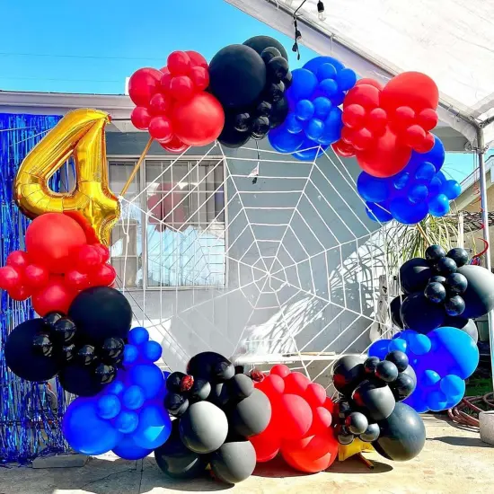60PCS Blue Red and Black Balloons,12 inch Blue Red and Black Balloon Arch Kit Red Black and Blue Birthday Decorations,Suitable for Hero Party Birthday Shower Graduation Party Decorations {4}
