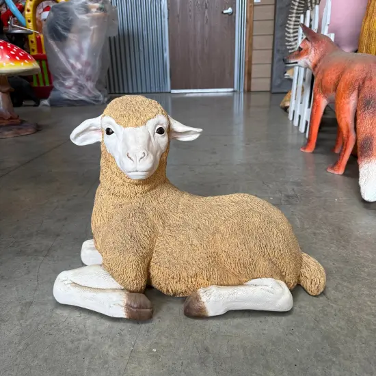 Resting Baby Merino Lamb Life Size Statue {4}