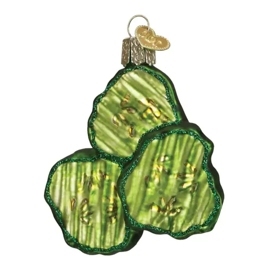 Old World Christmas 3.0" Pickle Chips - Tree Ornaments 3.0 Inch Pickle Chips Christmas Tree Ornament , Ornament Hamburger Relish Green {1}