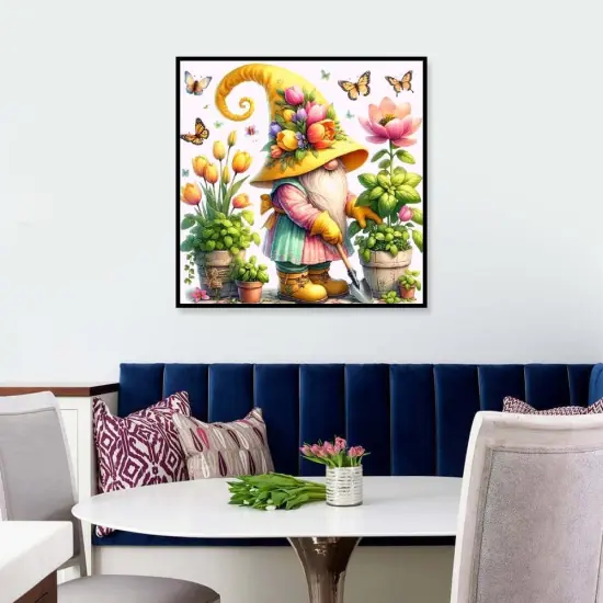 Gnome Diamond Painting Kits for Adults, DIY Gnome with Flower Butterfly Diamond Art Kits for Beginners {5}