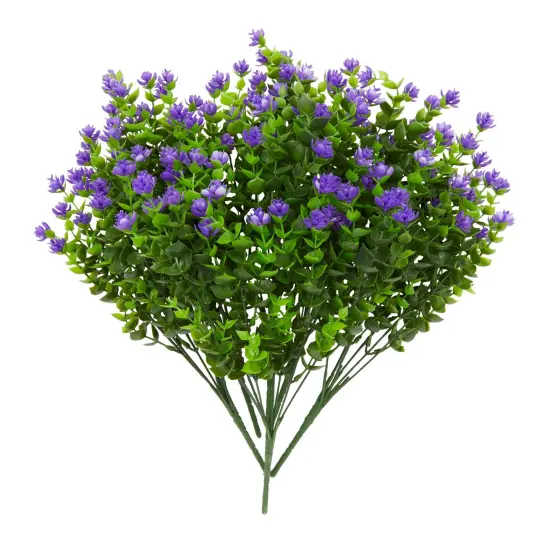 Purple Artificial Flowers for Cemetery with 2 Cone Vases, Small Bouquets for Grave Decorations (2.9 x 2.9 x 7 Inches, 6 Bundles) {5}