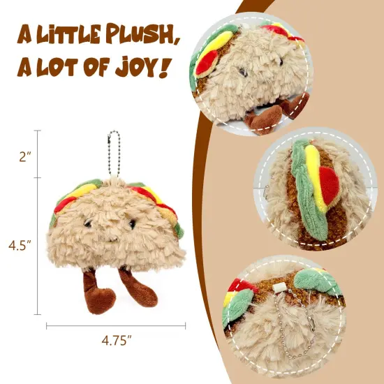 Wrapables Cute Plush Keychain Pendant Charm for Bag, Taco {2}