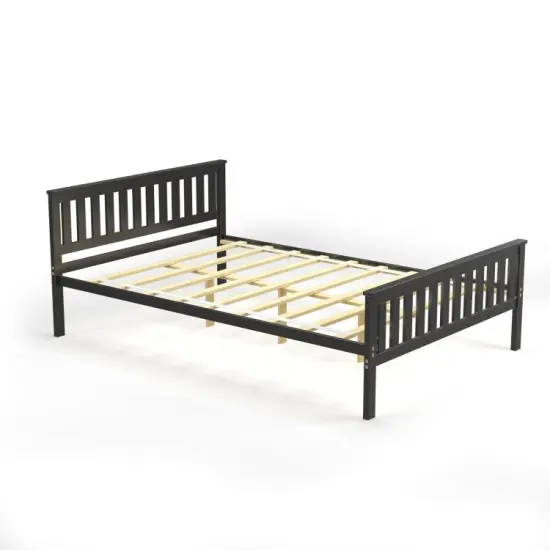 Wood Platform Bed with Headboard - Twin/Full/Queen Size, Sturdy Frame, Modern Design {8}