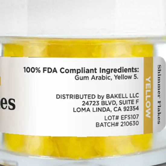 Yellow Edible Shimmer Flakes 4 Gram Jar {6}