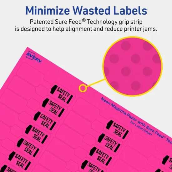 Avery Neon Magenta Paper Labels, 0.5" x 2.5" Barbell {4}