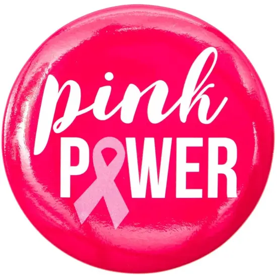 24 Pack Breast Cancer Awareness Pins Bulk, Black & Pink Round Buttons Accessories, 6 Designs, 2.25 in {7}