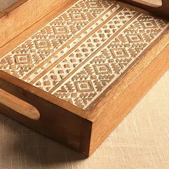 Handcrafted Mango Wood D&eacute;cor & Serving Keaton Tray - 18" x 12" x 2.5" {3}