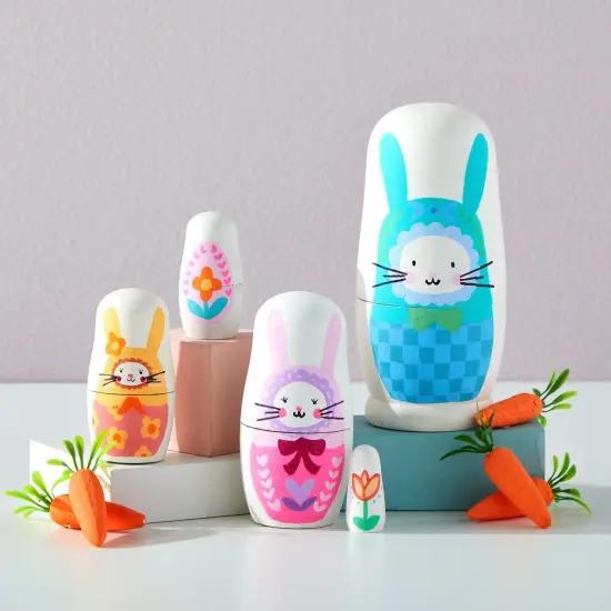 5 Piece Set of Unpainted Blank Russian Nesting Dolls for DIY Crafts, Art Projects Brown {3}