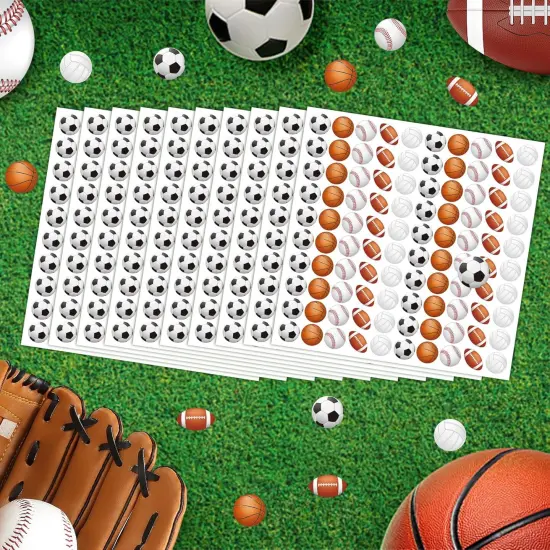 Mini 1000 Pcs Sports Ball Stickers for Kids Soccer, Football, Baseball, Basketball, Volleyball Stickers for Kids Ball Themed Party Birthday Classroom Decorations {4}