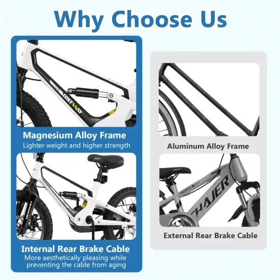 16 Inch Kids Bike Magnesium Alloy Frame Adjustable for Ages 4-7 with Easy-to-Use Features {4}