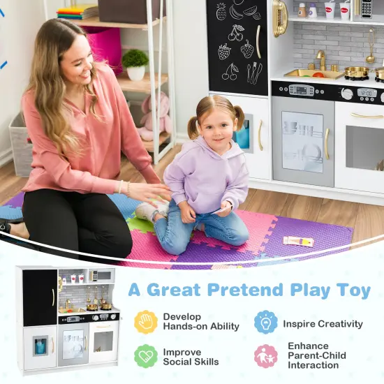 Wooden Pretend Play Kitchen Set for Toddlers, Boys & Girls Ages 3-6 with Cooking Accessories White & Golden {5}