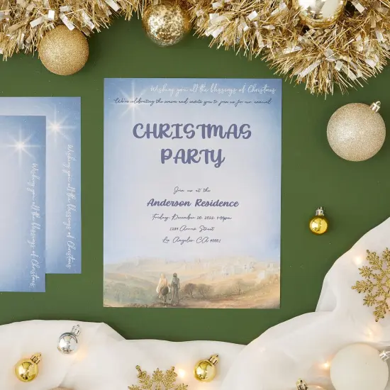 Paper Junkie 96 Sheets Nativity Scene Christmas Stationary Paper for Writing Christmas Letters, Decorative Printer Paper, Printer Friendly Paper for Festive Gifting Season and Holidays (8.5 x 11 In) Blue {2}