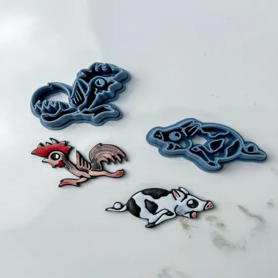 Rooster & Pig | Nautical | Tattoo | Clay Cutter Set {3}