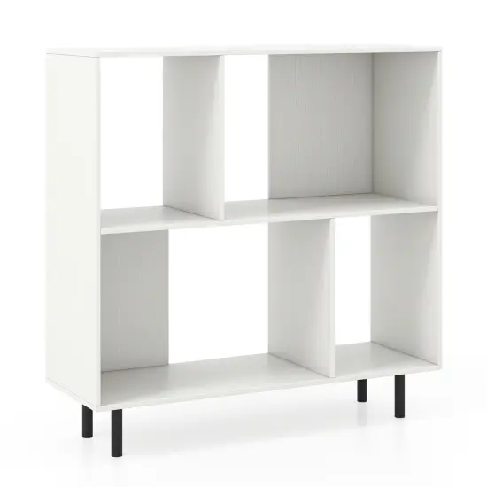3-Tier Open Shelf Bookcase with 4 Compartments and 4 Metal Support Legs White {7}