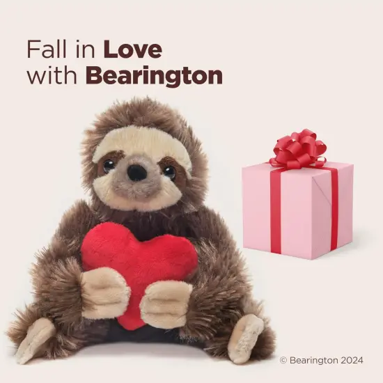 Bearington Lil' Simon Love The Sloth Valentine's Day Stuffed Animal, 6.5 Inch Sloth Plush, Ideal for Valentine's Gift for Kids, For Ages 3-14 Brown {5}