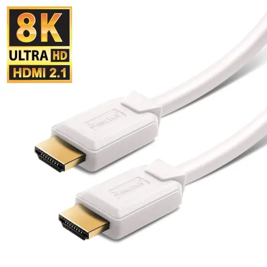 Insten - HDMI Male to Male Cable, 2.1 Version, 8K 60Hz, 48Gbps, PVC Cable, Gold Connectors, 6ft , White {2}