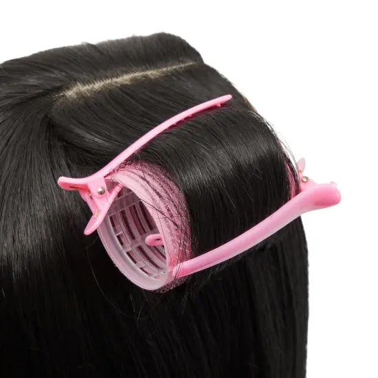 48 Piece Set Self-Grip Hair Rollers with Clips - Pink Hair Curlers in 3 Sizes with Duck bill Shaped Clips Set for Hair Curls (36 Hair Tension Rollers, 12 Clips) {4}