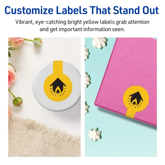 Avery Bright Yellow Paper Labels, 1.5" x 4" Lollipop {3}