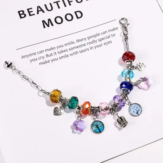 120 Pieces Assorted European Craft Beads Large Hole Lampwork Spacer Beads Colorful European Beads for DIY Necklace Bracelet Jewelry Making (Out Flower) {3}