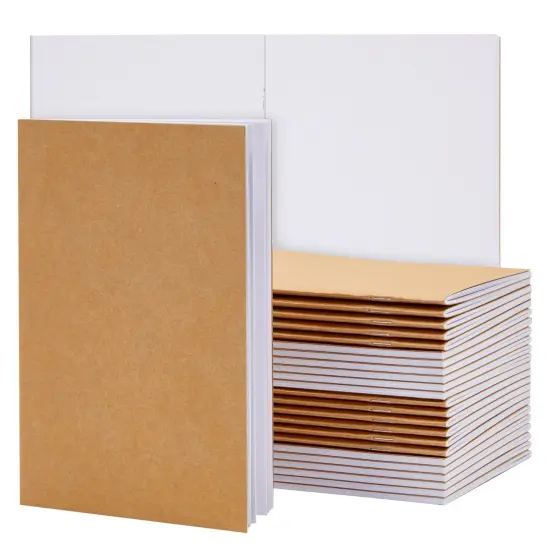 24 Pack Blank Notebook Bulk, Brown Unlined Kraft Paper Journals for Kids Drawing, Sketching, Sketchbooks for Students to Write Stories, Classroom Supplies - A5 5.5x8.5 inch Medium {1}
