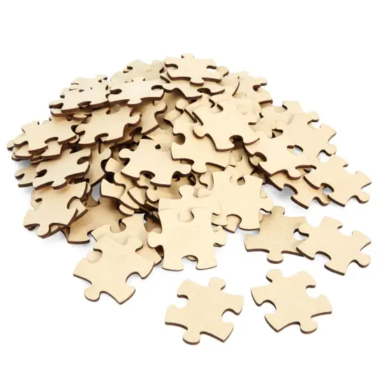 100 Blank Wooden Puzzle Pieces for Crafts, DIY Art Projects, 1.9x1.6" Unfinished Freeform Jigsaw Wood Puzzle to Draw On {6}
