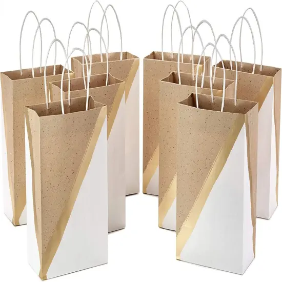 9" Medium Paper Gift Bags (Pack of 8 - White & Kraft) for Easter {1}